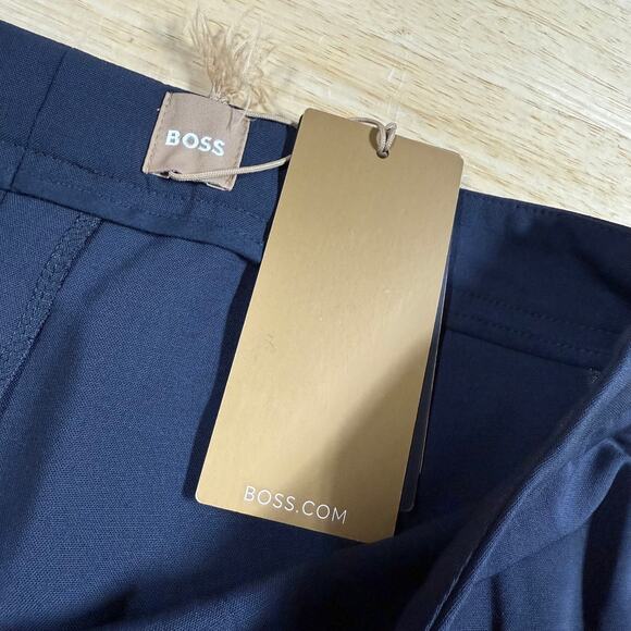 Boss Hugo Boss NWT Tulea Side Zip Tropical Stretch Wool Trousers Size 6 Navy - Picture 5 of 14